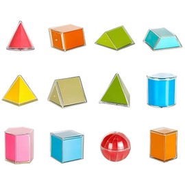 Math Set, Math Toys, Set of 12, Geometric, 3D Shapes, Learning Materials, 3D Spatial Awareness, Expanding Diagrams, Increasing Skills, Educational Toy, Elementary School, Classroom, Studying, Supplies