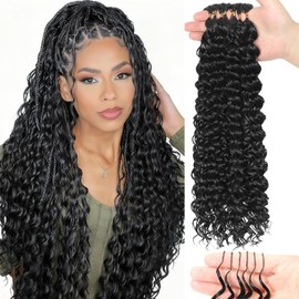 Feather Crochet Hair for Black Women 16 Inch Deep Wave Hair for Miracle Knots Hair 60 Strands 110g Pre Separated Invisible Deep Curly Crochet Hair (1B#, 16 Inch(60Strands))