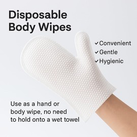 Disposable Body Wipes – Glove-Shaped Bathing Wipes for Adults & Elderly 25 Pieces Large, Soft, No-Rinse Cleansing Wipes for Travel, Hospital, Camping, Care & Bedridden Use (Glove Shape)