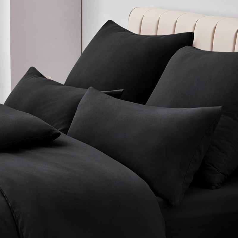 Aisbo Pillowcase, 40 x 80 cm, Set of 2, Black,