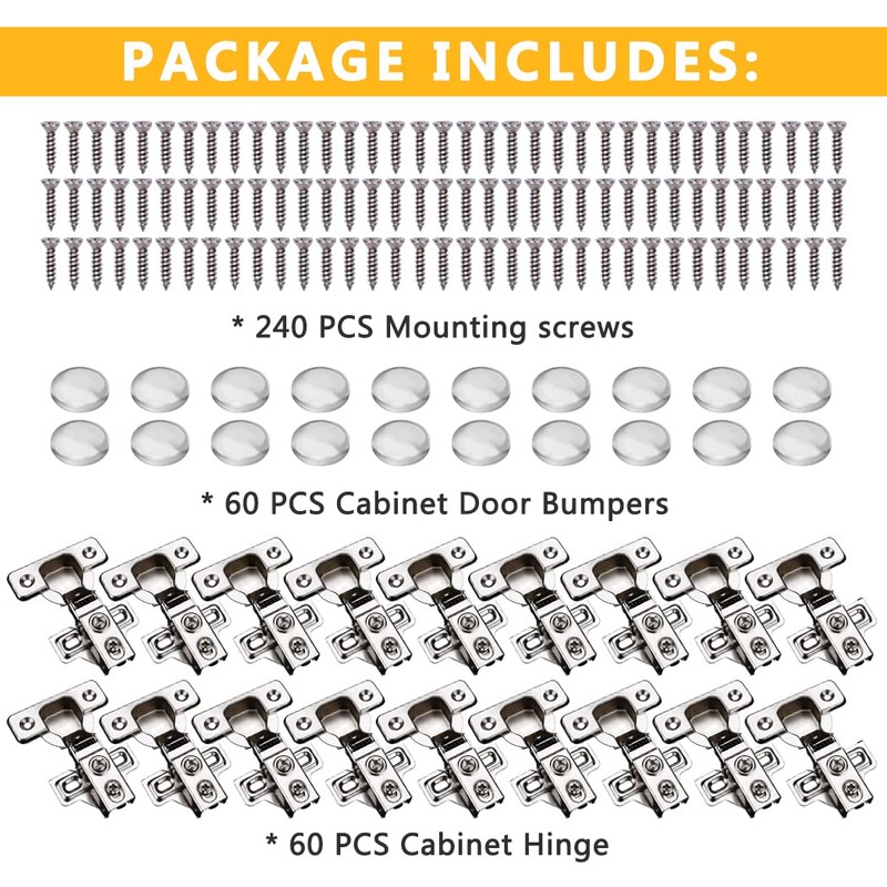 KONIGEEHRE 60 Pack Soft Close Cabinet Door Hinges for 1/2"