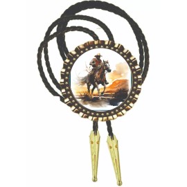 photos on a bolo ties mens wear gift for dad Cowboy Riding The Range Bolo Tie Men's Neckties Men's Clothing Accessory  Art
