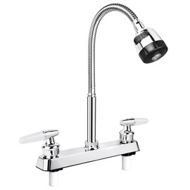 Mezcladora para Fregadero, Llave para Fregadero de Cocina de Cuello Flexible, Grifos para Cocina con 2 Asas para RV, Llave de Fregadero de Cocina Flexible, Grifo de Cocina Moderno de Acero Inoxidable