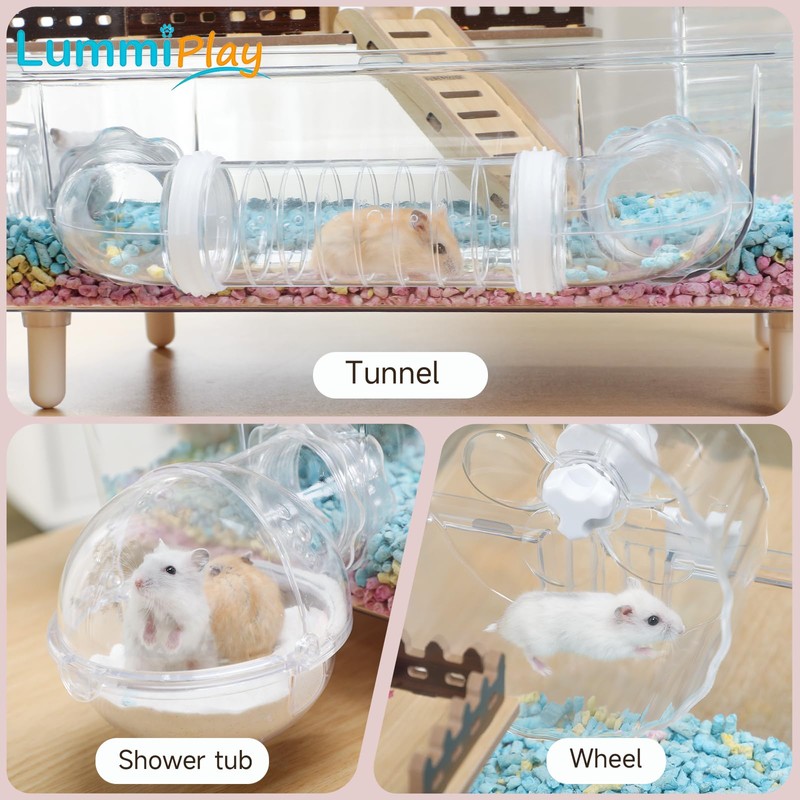 8 in 1 Acrylic Hamster Cage with all accessories,2-Layer Hamster