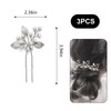 3 PCS Bridal Pins – Silver Crystal Flower Headpieces with