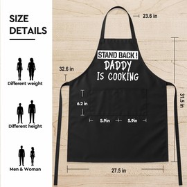 Funny Grill Apron for Men Dad,Stand Back,Daddy is Cooking,Best Dad Apron Birthday Gifts,Daddy Cooking Grilling BBQ Aprons with 2 Pockets,Chef Gifts for Men,Best Farther Gifts for Thanksgiving -3