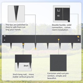 LMYYGOO 5PCS Steel Landscape Edging 39 x 4 Inch Black Garden Edging Border Length Flexible Landscape Edging Anchoring Stakes