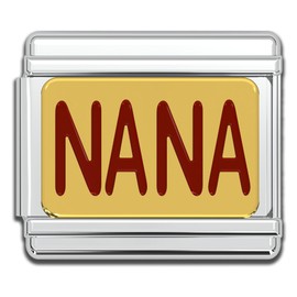 Fablinks Italian Bracelet Charms, 9mm Stainless Steel Charm Link for Women, Modular Jewelry Links (Nana)