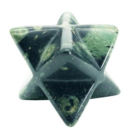 favoramulet 1 Inch Kambaba Jasper Merkaba Star, Healing Crystal Carving Geometric Eight-Pointed Sacred Star for Divine Meditation Spiritual Positive Energy Therapy