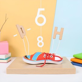 Shoe Tying Practice, Wooden Learn to Tie Your Own Shoes Threading Lacing Shoes Training Early Learning Kits | Threading Lacing Shoes Training Board Early Learning, Educational Science Kits