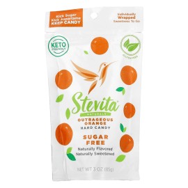 Stevita Naturals, Sugar Free Hard Candy, Outrageous Orange, 3 oz (85 g)