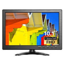 Eyoyo 10.1 inch Security Monitor 1366x768 Resolution, Small HDMI Monitor Supporting HDMI VGA AV BNC USB Input, Small Monitor with Built-in Speakers and Remote Control for PC CCTV Camera NVR