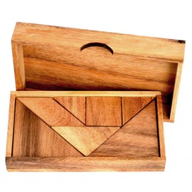 Tangram Rectangle, Large Chinese Wooden Puzzle with 7 Pieces, Tangram Puzzle, 1250 Figures Puzzle Together with Tangram Templates, Laying Puzzle, Children's Puzzle, Family Puzzle, School