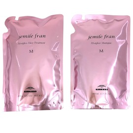 Milbon Gemile Franc Heat Gloss, M, Shampoo 13.5 fl oz (400 ml), Treatment, 14.1 oz (400 g), Refill Set (Includes Yamalife Original Texture)