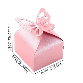 Pack of 50 Butterfly Gift Box, Pink, Candy Pearl Paper Box, Pink Butterfly Candy Box, for Weddings, Birthdays, Christmas Parties