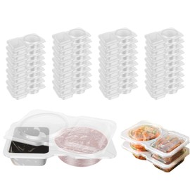 40pcs Double Compartment Condiment Container with Lids,Reusable Snack Containers,2 Compartment Sauce Containers, Condiment Compartment Container for to-go Sauce, Sampling, Travel Snack