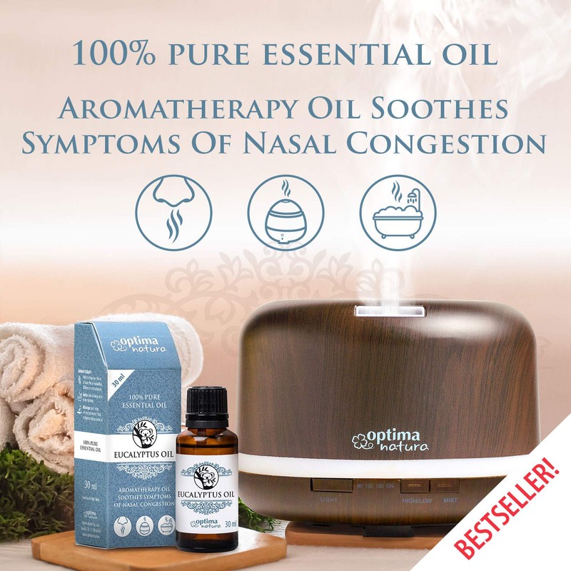Optima Natura Eucalyptus Oil, 100% Natural Pure Essential Eucalyptus Oil,