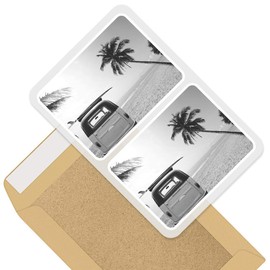 Rectangle Stickers (Set of 2) 10cm - Surf Bus Van Surfer Surfing Fun Decals for Laptops,Tablets,Luggage,Scrap Booking,Fridges, #38139