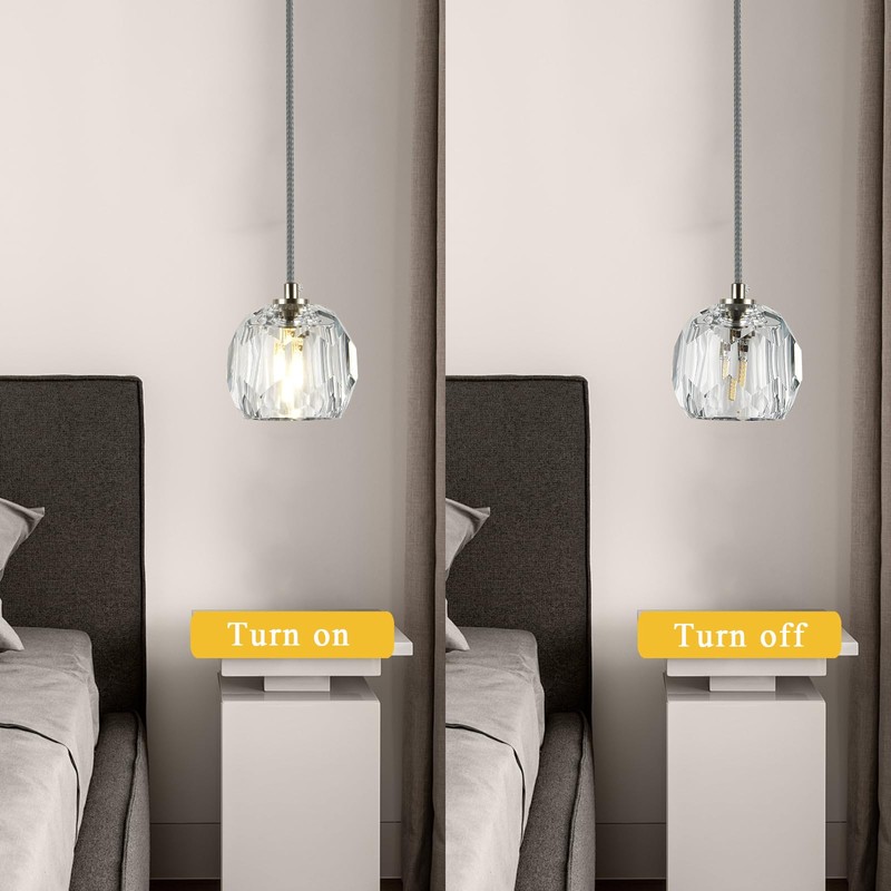 Kenolia Modern Crystal Pendant Light Fixtures, Single Raindrop Hanging Lamp,