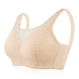 Lervanla Mastectomy Bras with Pockets Non Wired Post Up Bras Support Breast Inserts for Everyday Bra Beige