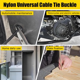 Nylon Universal Cable Tie Buckle Kit for Car - Automotive Push-Mount Zip Ties, Heavy Duty Snap-Fit Self-Locking Fasteners for Automotive Wiring Repair & Organizing (150, Black)