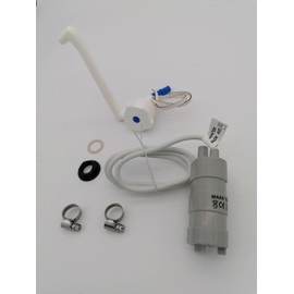 CR-MOESANCO® Kit Tap + Pump + 2 Clips Stainless Steel for Caravan, 12 V, Camper, Camper, Car Washbasin (MASS 10L)