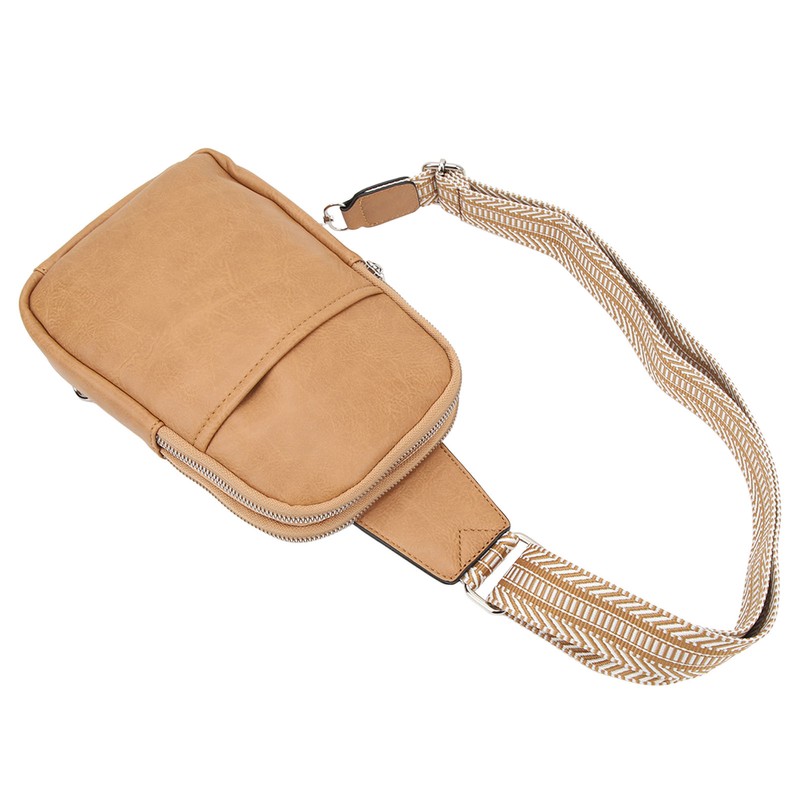 Sling Bag Shoulder Backpack Retro Zipper Multiple Compartments Widened Strap