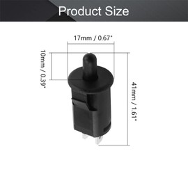 Fielect PB-35 Refrigerator Door Light Switch Oblique Foot Door Switch Normally Open Diameter 17mm 250V 3A Black 1Pcs