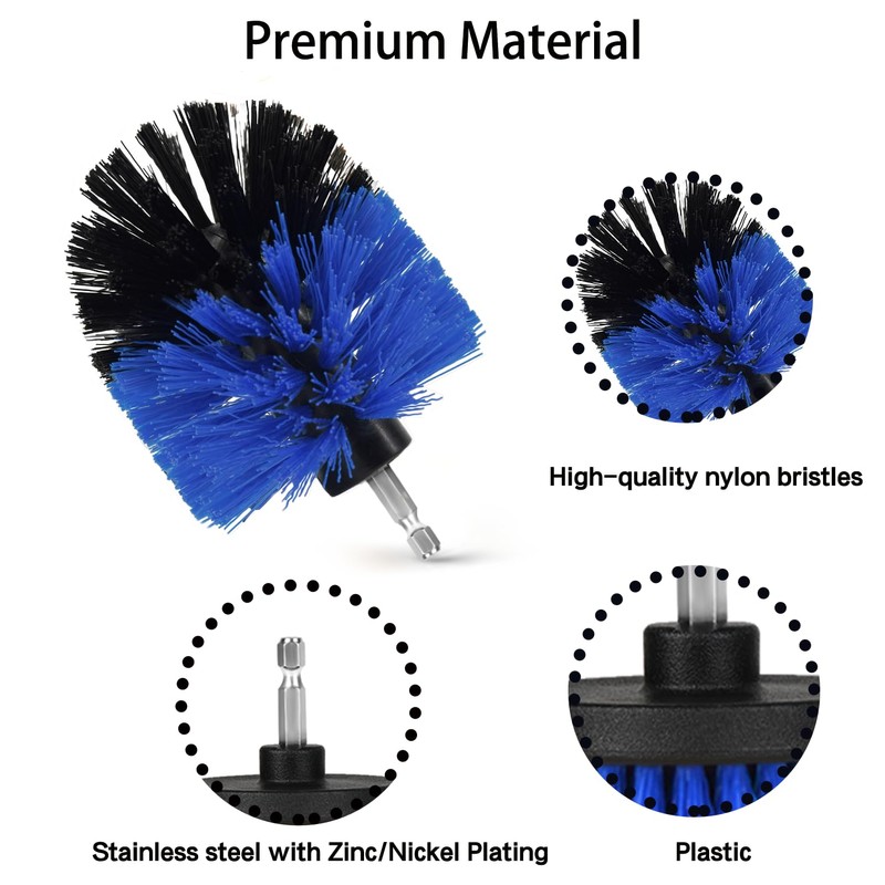 Drill Brush Attachment Set, 7 Pack 1/4in Power Scrubber Brush