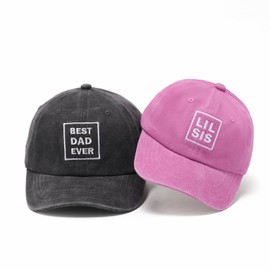 labi baby Girl Dad Daddy and Daughter Matching Hats Daddy and Me Baseball Caps, Daddy Baby Girl Vintage Cotton Hats for Photoshoot Best Dad Ever Little Sister Pink