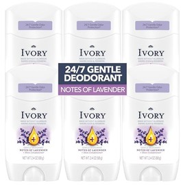 Ivory Desodorante sin aluminio, con un toque de lavanda, desodorante suave de 24 horas, probado por dermatólogos, sin bicarbonato de sodio, sin parabe