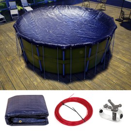 ColourTree Customize Size 13' Premium Plus Round Blue Winter Swimming Pool Cover Tarp Safety Heavy Duty, Waterproof, UV Resistant (Cover Size: 17' /4 f t.Overlap) ●We Customize Size●