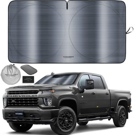 Autoamerics 1-Piece Windshield Sun Shade - Metallic Gray Foldable Car Front Window Sunshade for Most Cars SUV Truck Heat Blocker Visor Protector Blocks Max UV Rays and Keeps Your Vehicle Cool - Large