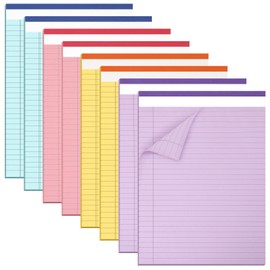 EOOUT 8 Pack Colored Legal Pads Writing Pads 8x11 Inch, 80GSM Thick Paper Note Pads 30 Sheets College Ruled Legal Notepads Steno Pads To Do List for Office Work