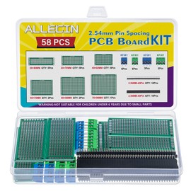ALLECIN 58Pcs 6 Sizes Double Sided PCB Circuit Prototype Solder Board Kit with 2.54mm 40pin Male Female Header Connector and 5mm KF301 Screw Terminal Block for DIY Soldering