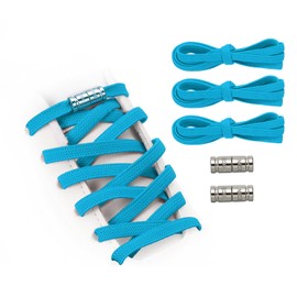 YELARXI No Tie Shoelaces Tieless Elastic Shoe Laces, 39" with 2 Metal Locks Buckles Fit for Adults Sneakers (3Pcs, Light Blue)