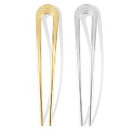 Chanaco 2Pcs French Hair Pins for Women Hair Fork for Buns U Shaped Twist Hair Pin Metal Hairpin for Fine Hair Hair Sticks for Styling Non Slip Gold Silver Updo Hair Accessories (Gold,Silver)