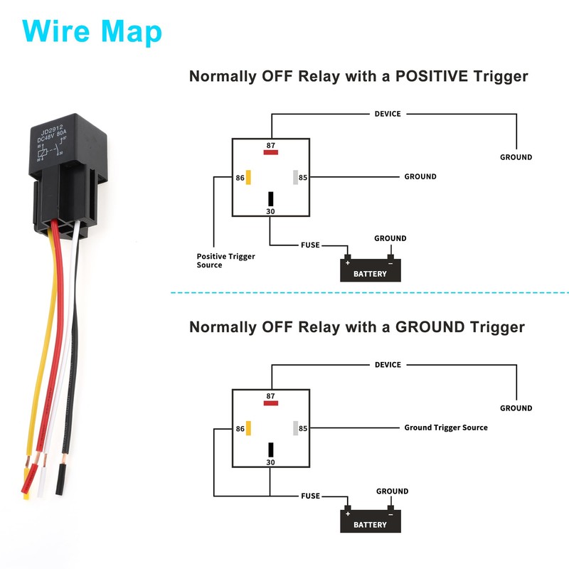 RATCHROLL 4 Pins 48V 80A 2 Pcs Auto Relay with