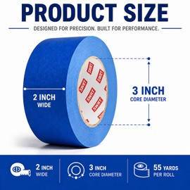 SWRT Blue Painters Tape 2 Inch x 55 Yards, 2 Rolls (110 Yards Total), Blue Masking Tape for Painting, Clean Removal Multi-Surface Paint Tape for Walls, Trim, DIY & Crafts