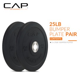 CAP Barbell Best Olympic Bumper Plate Set, Black, 25 lb Pair