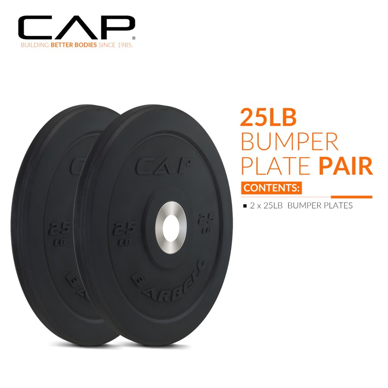 CAP Barbell Best Olympic Bumper Plate Set, Black, 25 lb