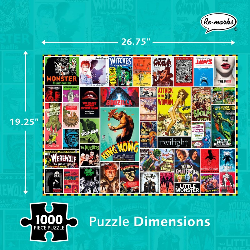 Re-marks Monsters Collage Jigsaw Puzzle, 1,000-Piece Puzzle for All Ages