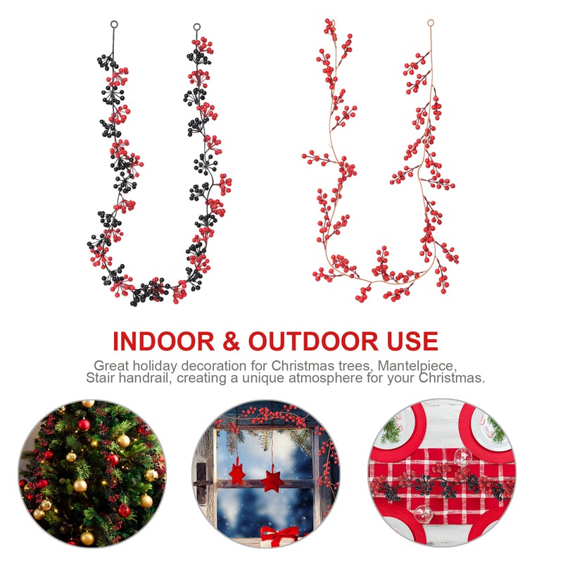 Artificial Berry Rattan with Black Berries Christmas Decoration Rattan for