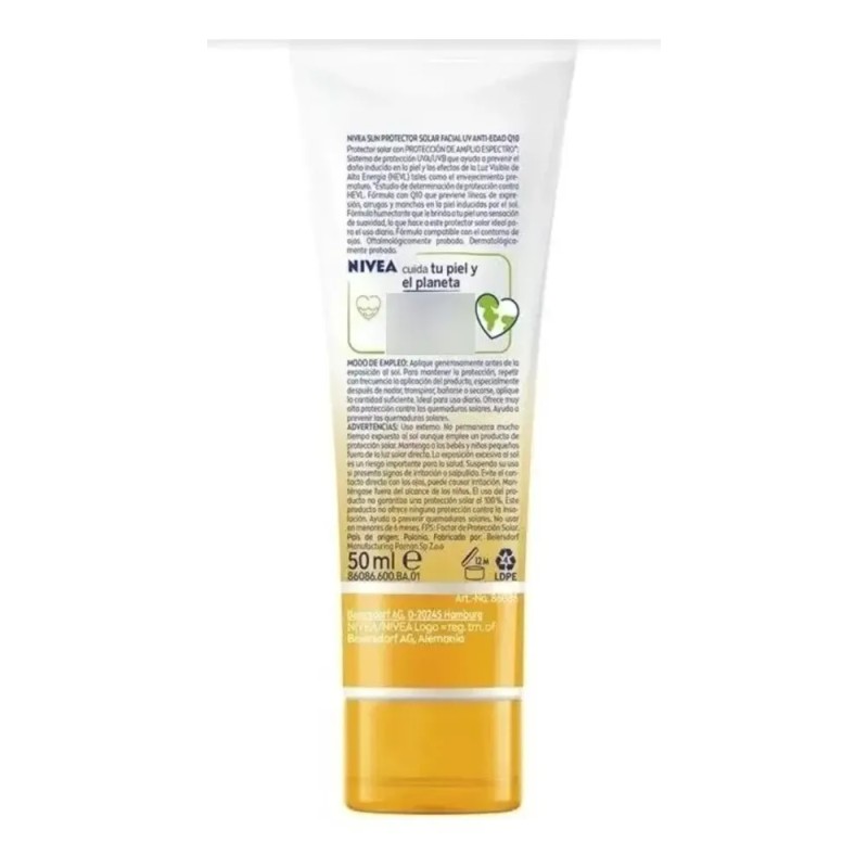 Protector Solar Facial Fps 50 Antiedad Q10 Nivea Sun 50ml