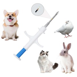 RFID Implant Microchip Syringe for Pet Dogs and Cats 134.2kHz Plastic Fish Chip Em4305 Glass Tag for Animal IdentificationColor: Blue, Material: Plastic, Memory: 1.4*8mm