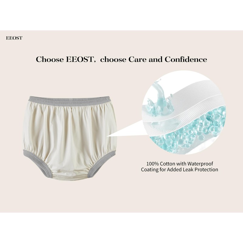 EEOST Adult Diaper Cover for Incontinence Noiseless Leak-Protection Underwear Plastic