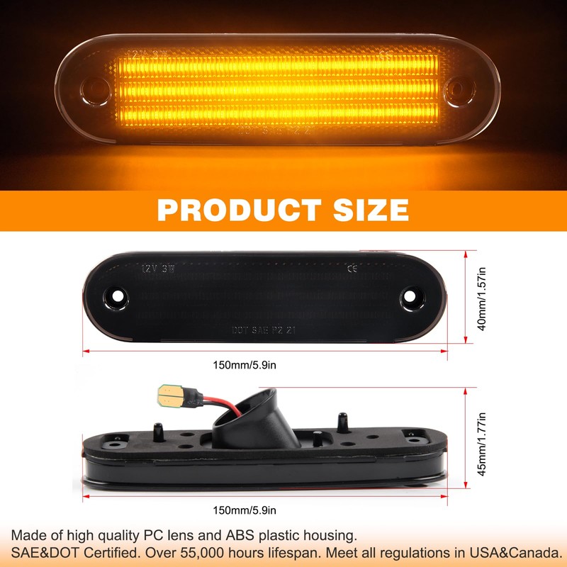 Gempro LED Side Marker Lights Compatible with Mazda MX-5 Miata