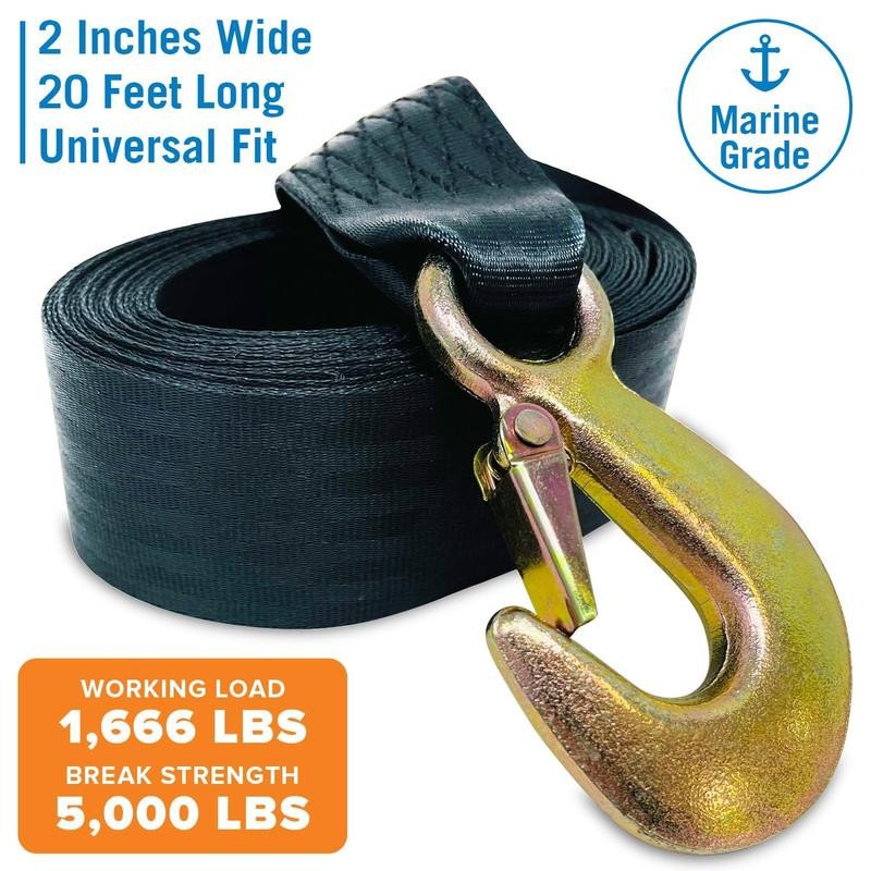 Better Boat Heavy Duty Trailer Winch Strap Replacement with Zinc
