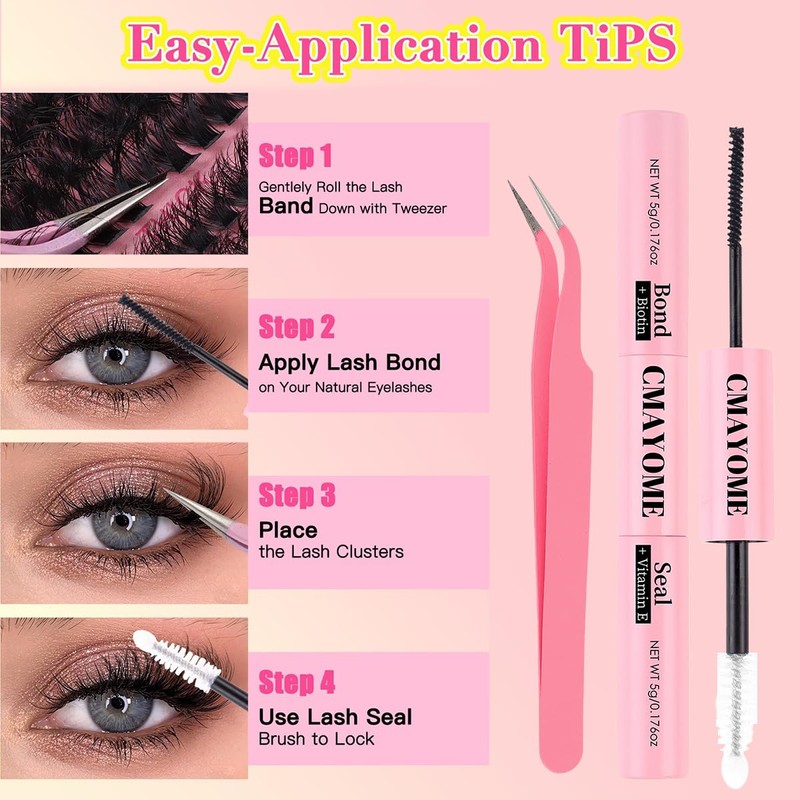 Individual Eyelashes Cluster Lashes Kit 60+80+100D Thick D Curl False