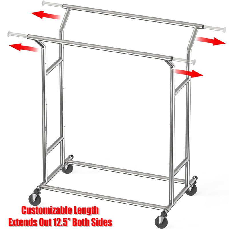 Simple Houseware Heavy Duty Double Rail Clothing Garment Rack, Holds